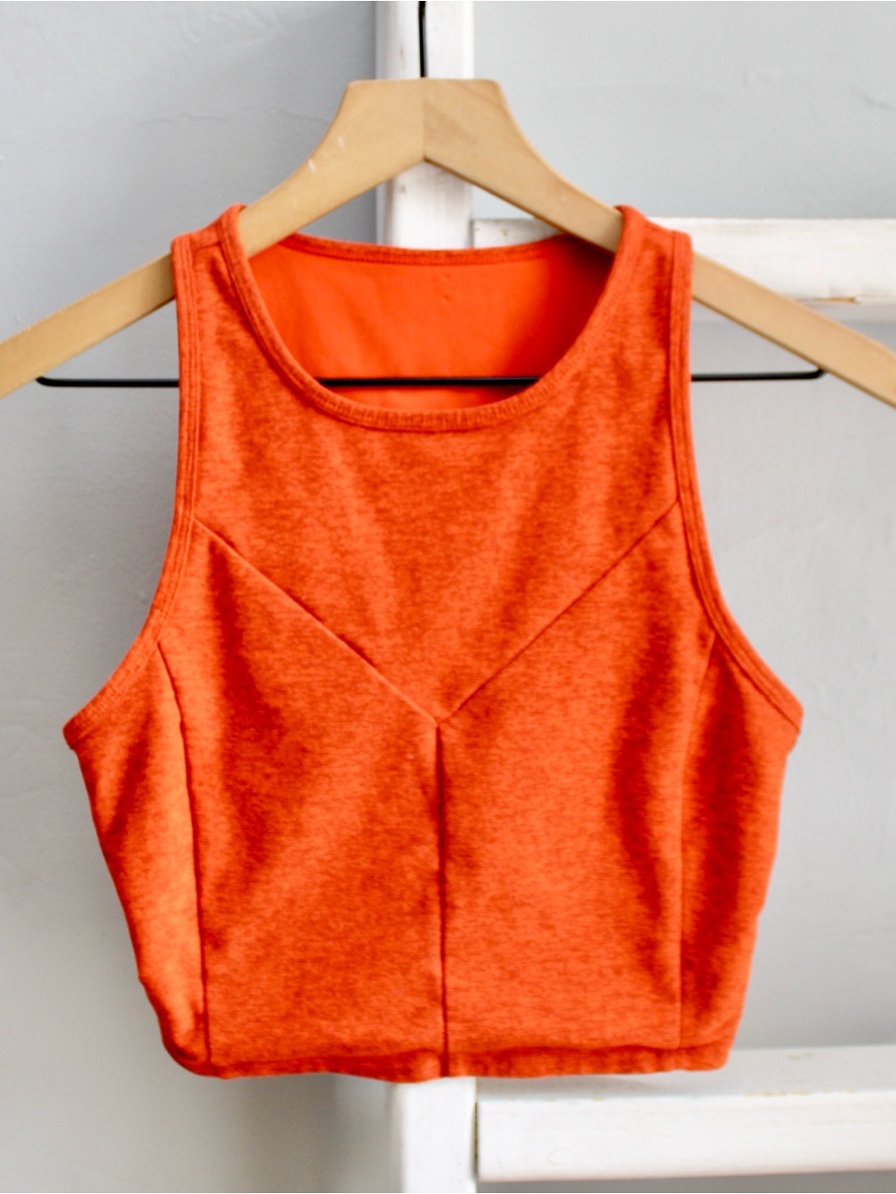 JoyLab Heathered Orange Fitted Crop Tank Top Sports Bra Size Small - Picture 1 of 3